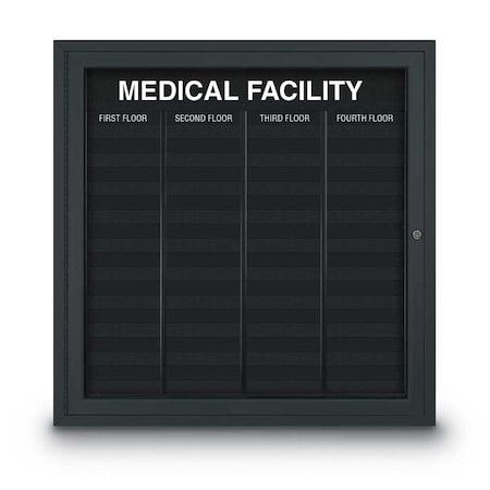 United Visual Products Outdoor Enclosed Combo Board, 72"x36", Satin Frame/Black Porc & Surf UVCB7236OD-BLKPORC-SURF